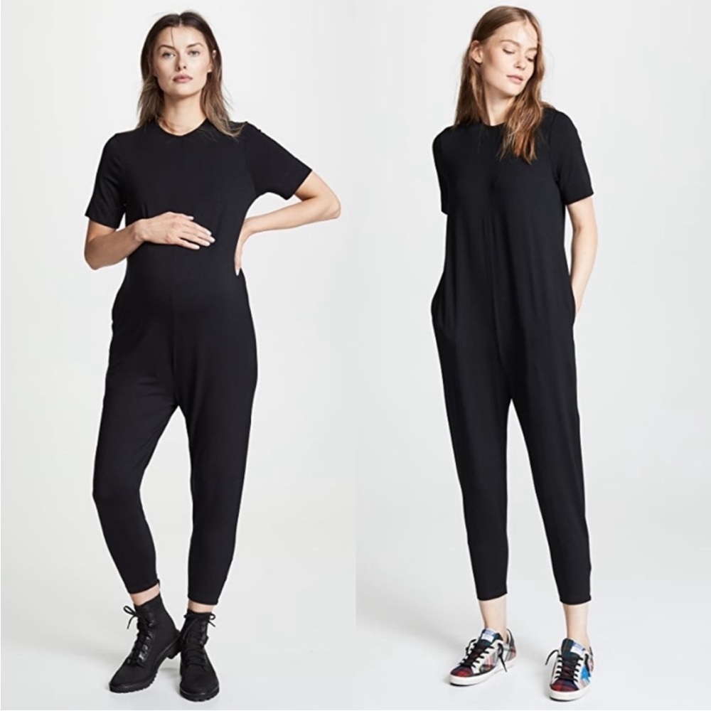 HATCH The Walkabout Jumper Short Sleeves Jumpsuit Black Womens Maternity Size 0